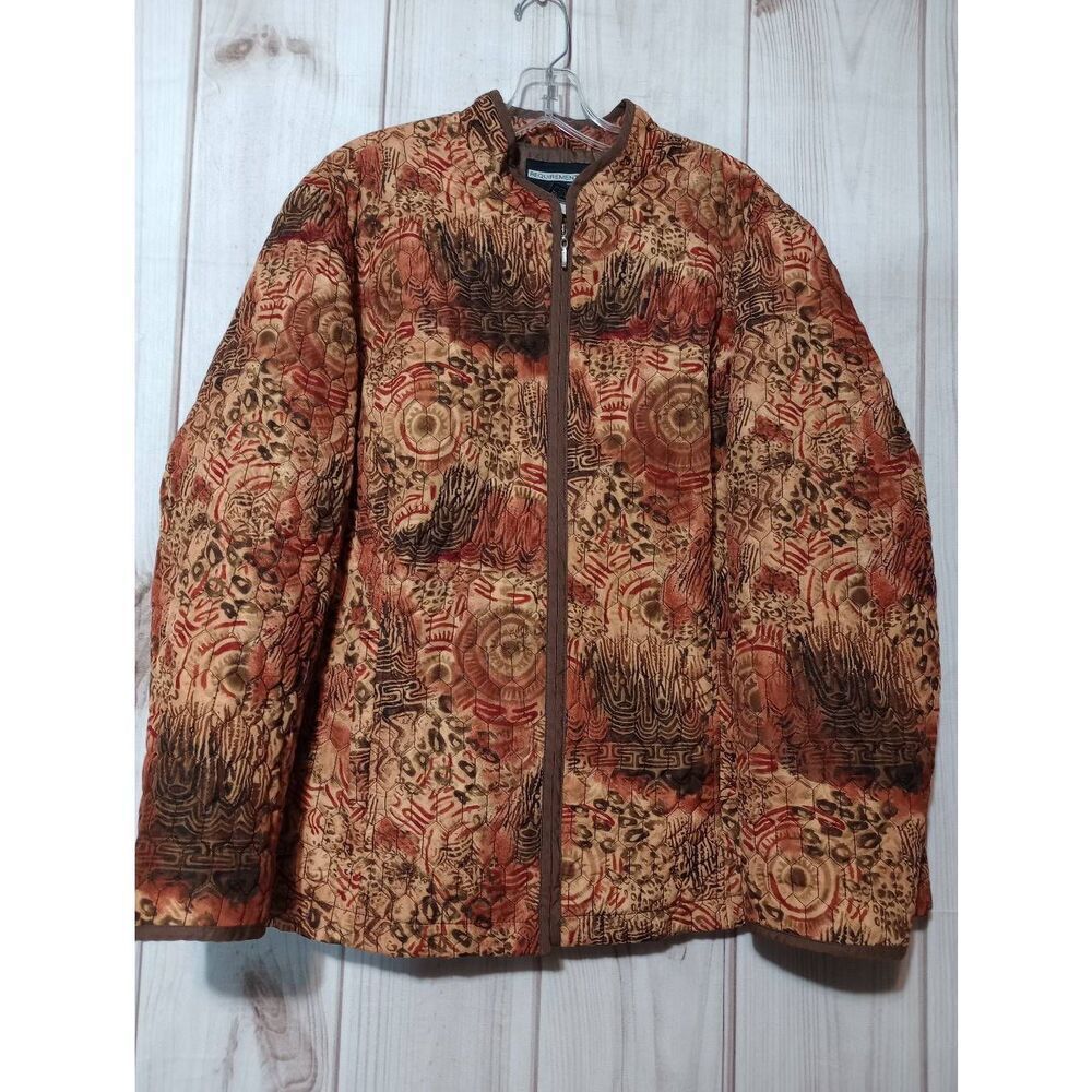 Requirements Jacket Ladies 2x Brown Orange Quilted Light Weight